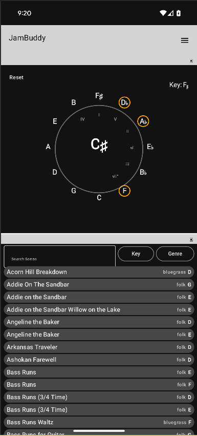 Traditional tunes interface