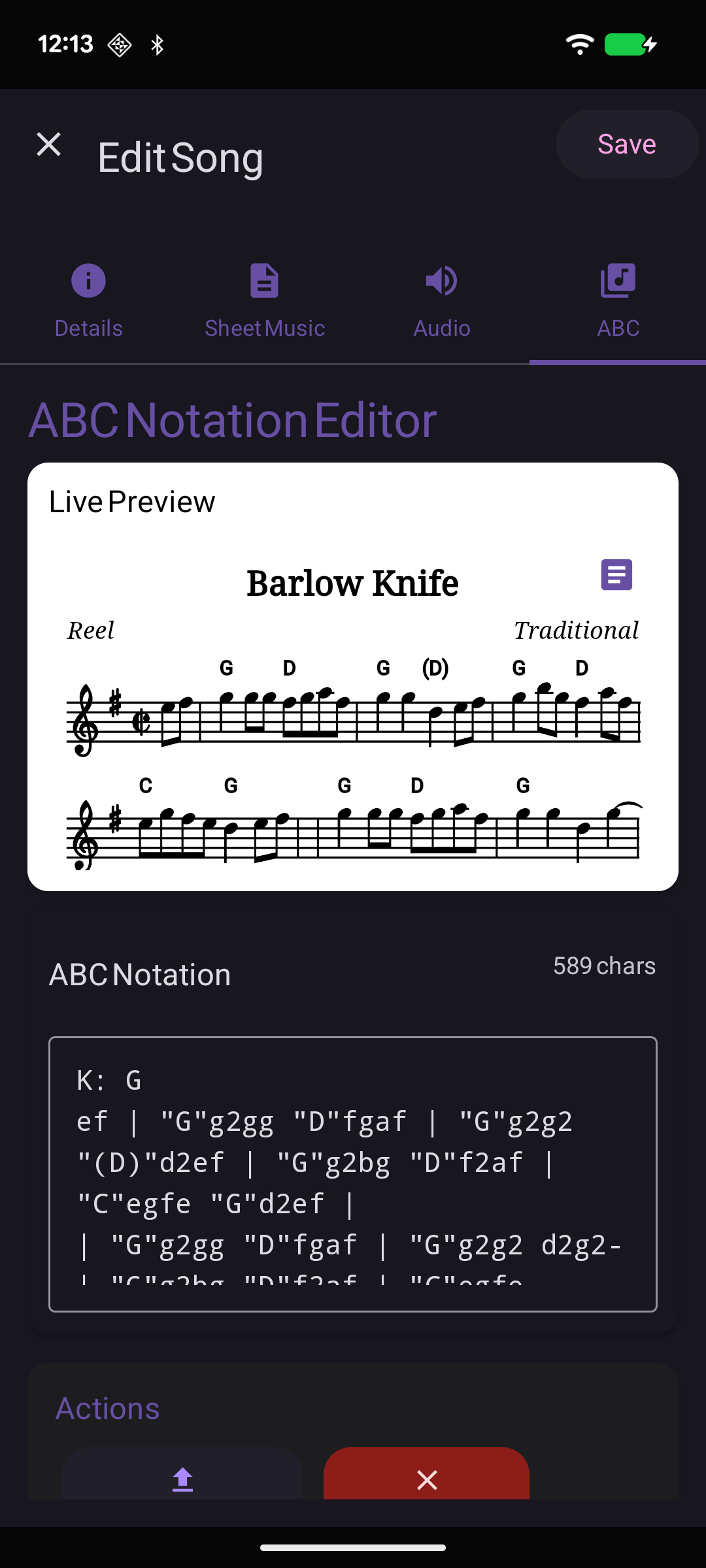 Editing ABC notation in JamBuddy