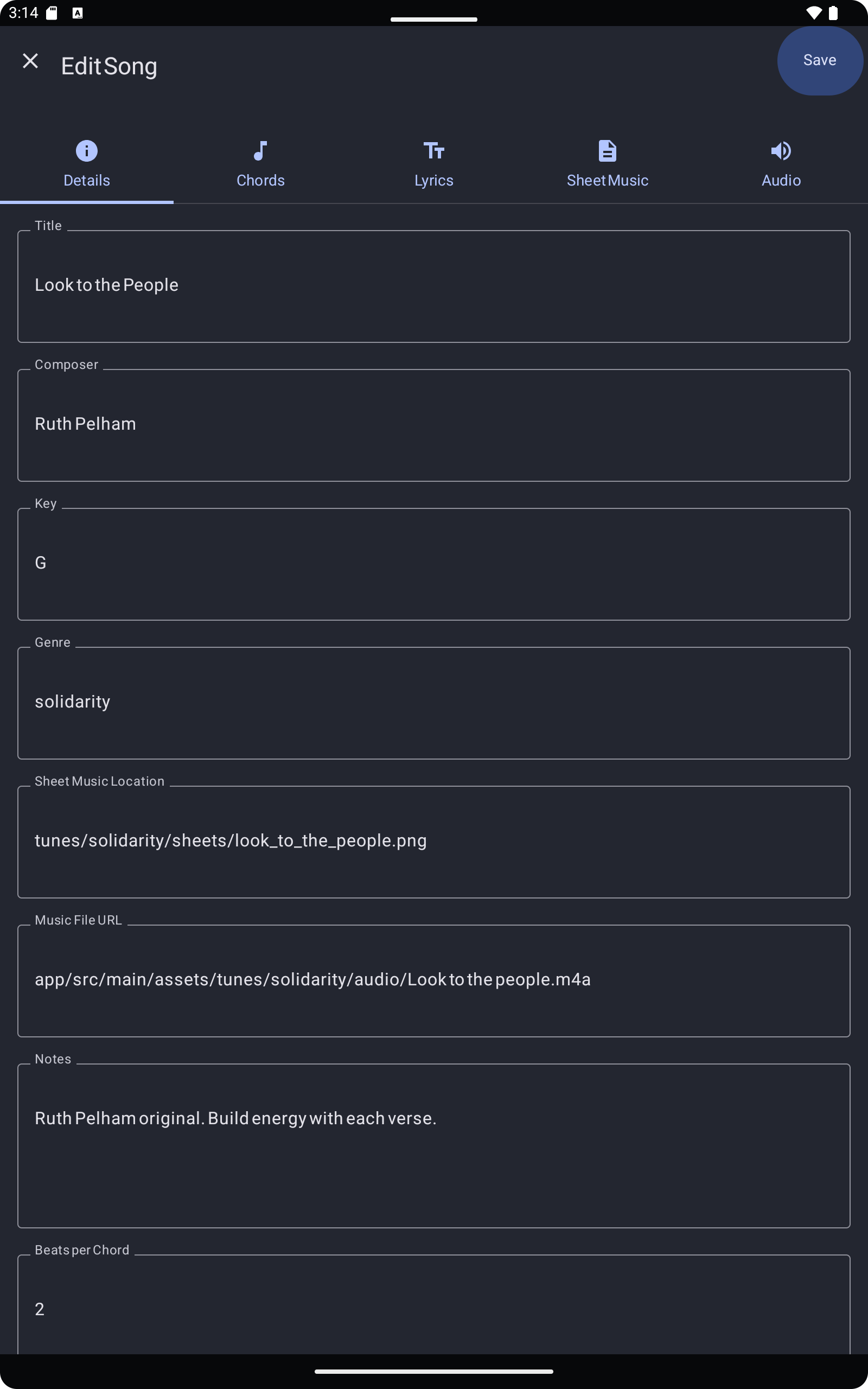 Song Details Editor